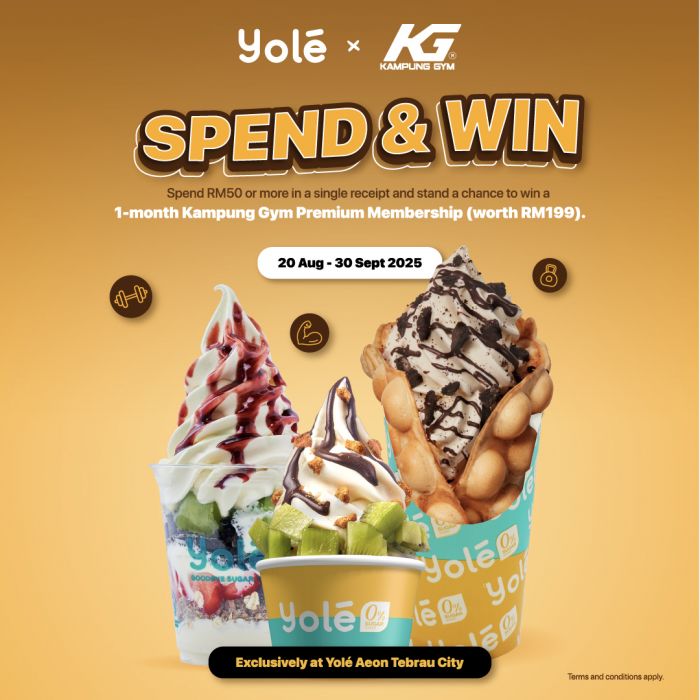 Yolé AEON Tebrau City Spend & Win: Free Kampung Gym Membership Promotion (20 Aug - 30 Sep 2025) Yolé AEON Tebrau City Spend & Win: Free Kampung Gym Membership Promotion (20 Aug - 30 Sep 2025)