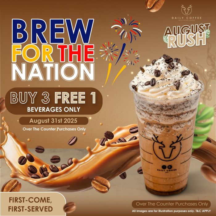 Daily Coffee Merdeka 2025: Buy 3 Free 1 Beverages Promotion (31 Aug Only) Daily Coffee Merdeka 2025: Buy 3 Free 1 Beverages Promotion (31 Aug Only)