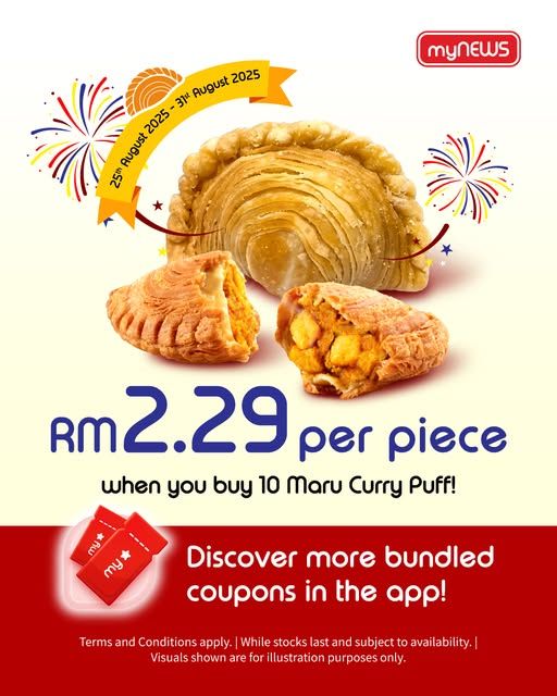 myNEWS Maru Curry Puff Promotion: RM2.29 Each with Bundled Coupons (25-31 August 2025) myNEWS Maru Curry Puff Promotion: RM2.29 Each with Bundled Coupons (25-31 August 2025)