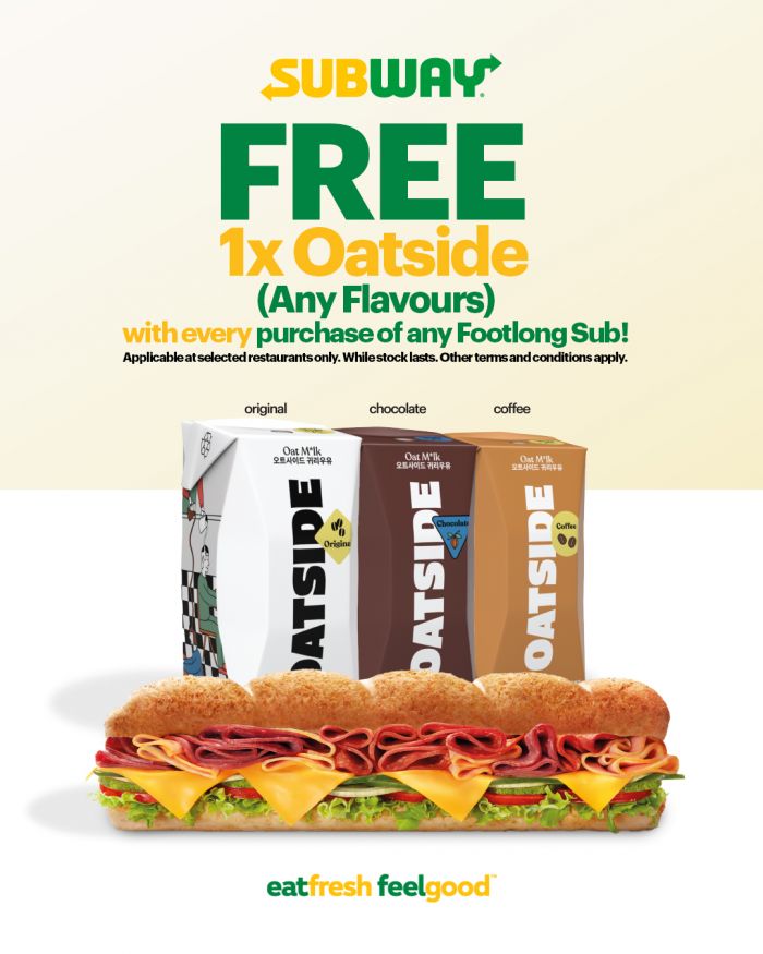 Subway Free Oatside Drink Promotion with Footlong Purchase Subway Free Oatside Drink Promotion with Footlong Purchase