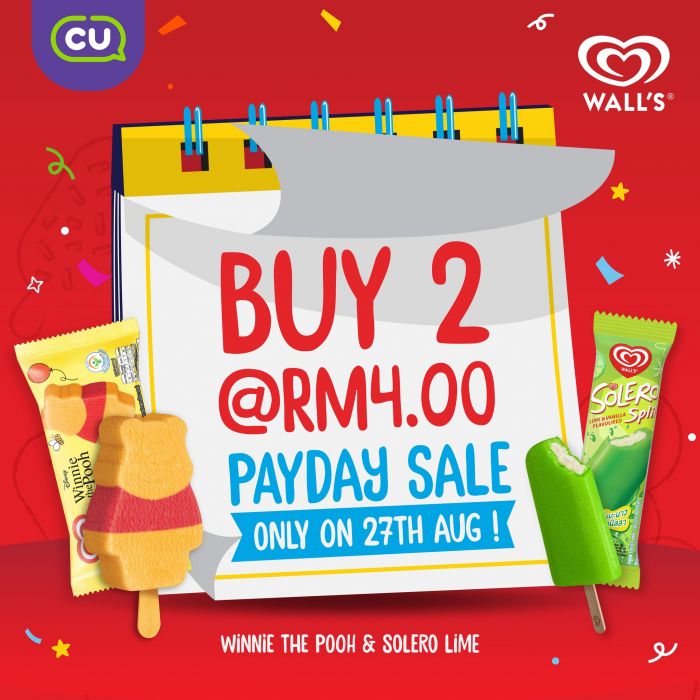 CU Wall’s Payday Sale: Buy 2 Ice Creams at RM4 (27 August 2025 Only) CU Wall’s Payday Sale: Buy 2 Ice Creams at RM4 (27 August 2025 Only)