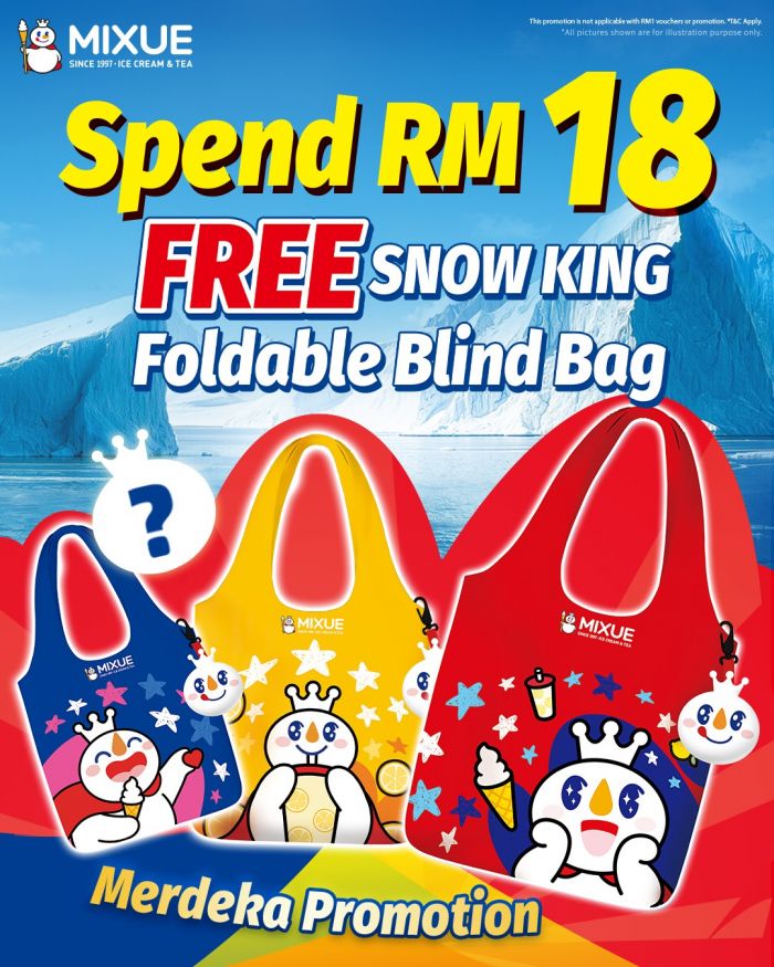 MIXUE Merdeka Promotion 2025 – Free Snow King Foldable Blind Bag with RM18 Spend MIXUE Merdeka Promotion 2025 – Free Snow King Foldable Blind Bag with RM18 Spend