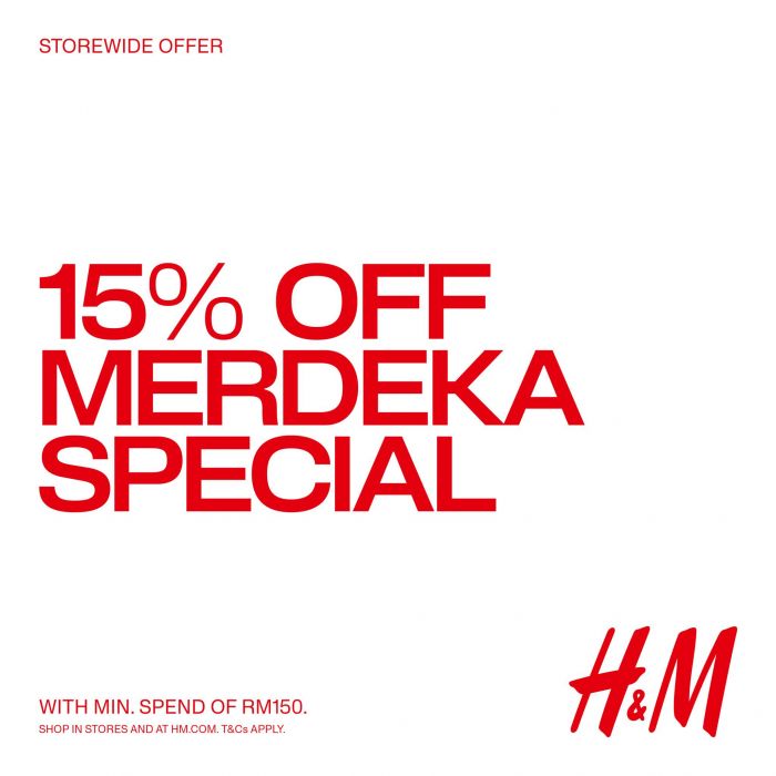 H&M Merdeka Sale 2025: 15% Off Storewide with RM150 Spend (30–31 August) H&M Merdeka Sale 2025: 15% Off Storewide with RM150 Spend (30–31 August)