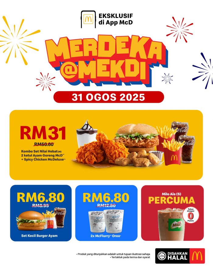 McDonald’s Merdeka Promotion 2025 – RM31 Combo & RM6.80 Deals on 31 August McDonald’s Merdeka Promotion 2025 – RM31 Combo & RM6.80 Deals on 31 August