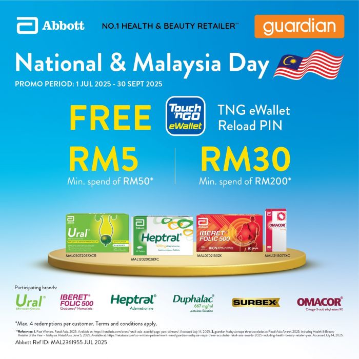Guardian Abbott National & Malaysia Day Promotion – Free Touch ‘n Go eWallet Reload PIN (1 Jul – 30 Sep 2025) Guardian Abbott National & Malaysia Day Promotion – Free Touch ‘n Go eWallet Reload PIN (1 Jul – 30 Sep 2025)