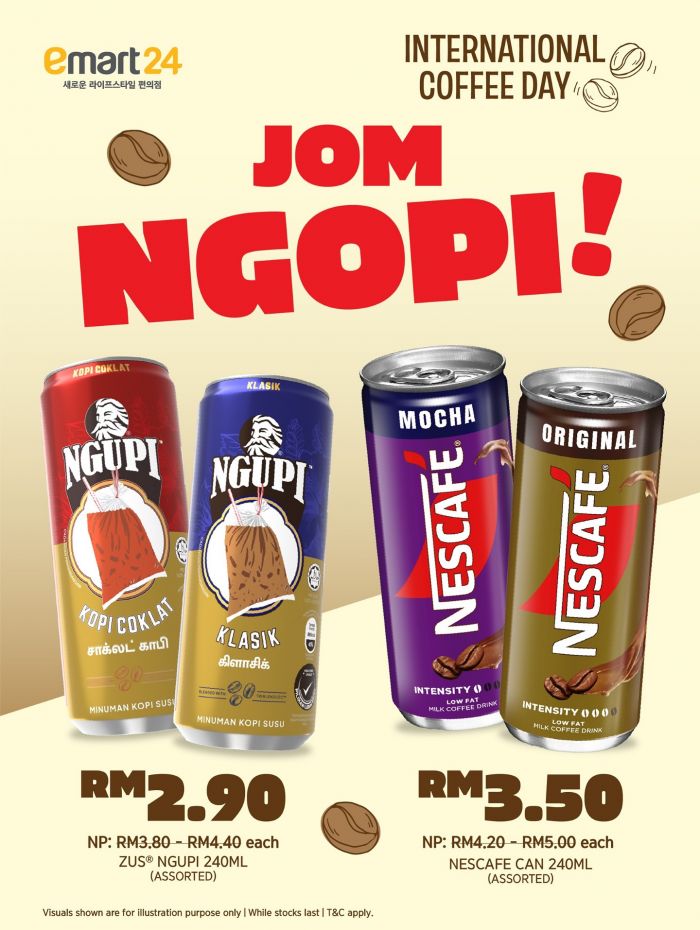 Emart24 International Coffee Day Promotion: ZUS Ngupi & NESCAFÉ from RM2.90 | 1–31 Oct 2025 Emart24 International Coffee Day Promotion: ZUS Ngupi & NESCAFÉ from RM2.90 | 1–31 Oct 2025