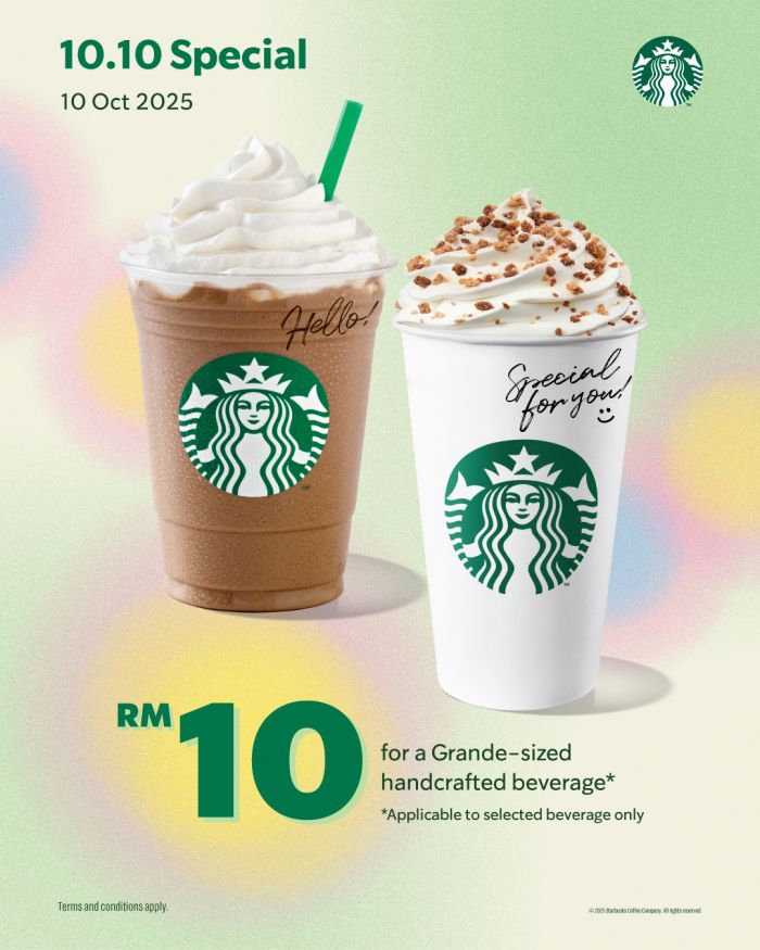 Starbucks 10.10 Sale: RM10 Grande Handcrafted Beverages | 10 Oct 2025 Starbucks 10.10 Sale: RM10 Grande Handcrafted Beverages | 10 Oct 2025
