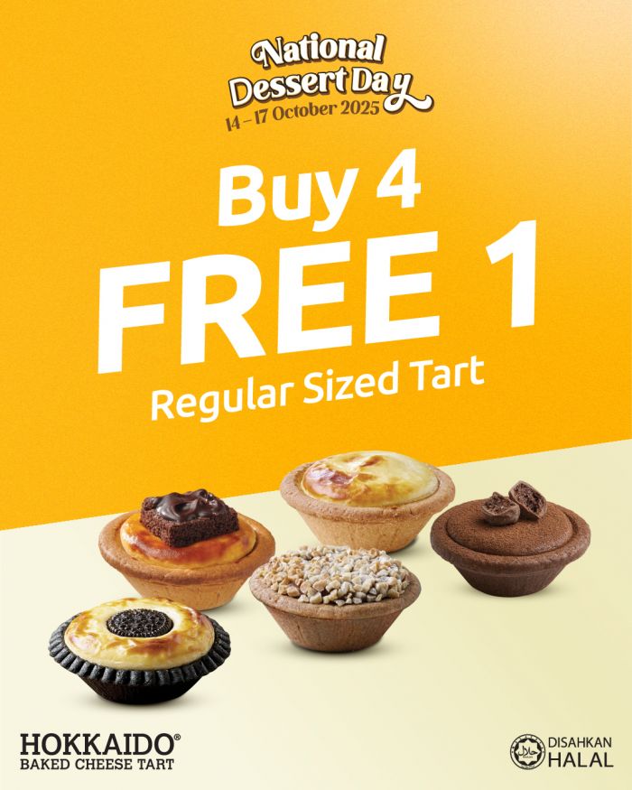 Hokkaido Baked Cheese Tart National Dessert Day: Buy 4 Free 1 Promotion | 14-17 Oct 2025 Hokkaido Baked Cheese Tart National Dessert Day: Buy 4 Free 1 Promotion | 14-17 Oct 2025