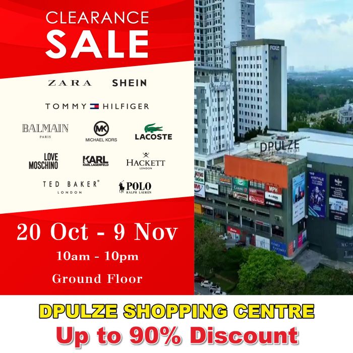 Dpulze Shopping Centre Clearance Sale: Up to 90% Off | 20 Oct – 9 Nov 2025 Dpulze Shopping Centre Clearance Sale: Up to 90% Off | 20 Oct – 9 Nov 2025