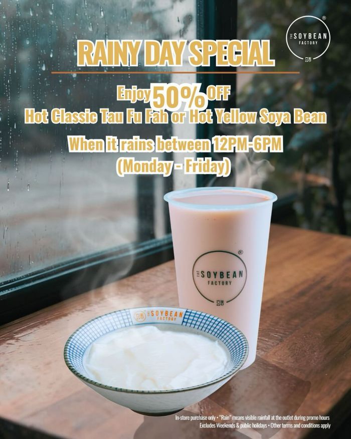 The Soybean Factory Rainy Day Promotion 50% Off When It Rains The Soybean Factory Rainy Day Promotion 50% Off When It Rains