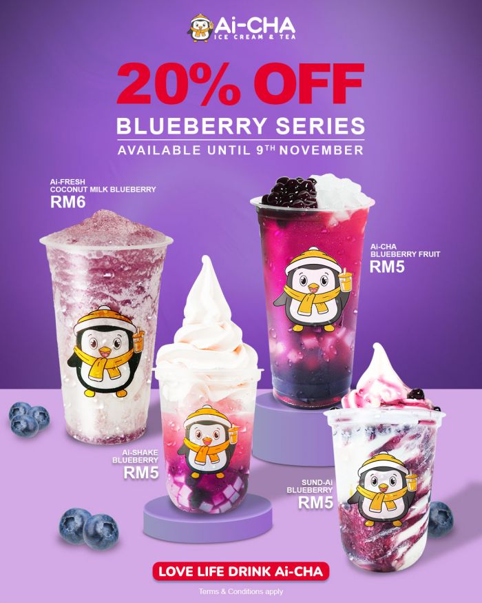 Ai-CHA Promotion: 20% Off Blueberry Series | until 9 Nov 2025 Ai-CHA Promotion: 20% Off Blueberry Series | until 9 Nov 2025
