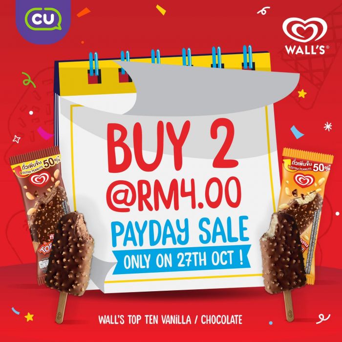 CU Wall’s Payday Sale: Buy 2 Wall’s Ice Cream RM4 | 27 Oct 2025 CU Wall’s Payday Sale: Buy 2 Wall’s Ice Cream RM4 | 27 Oct 2025