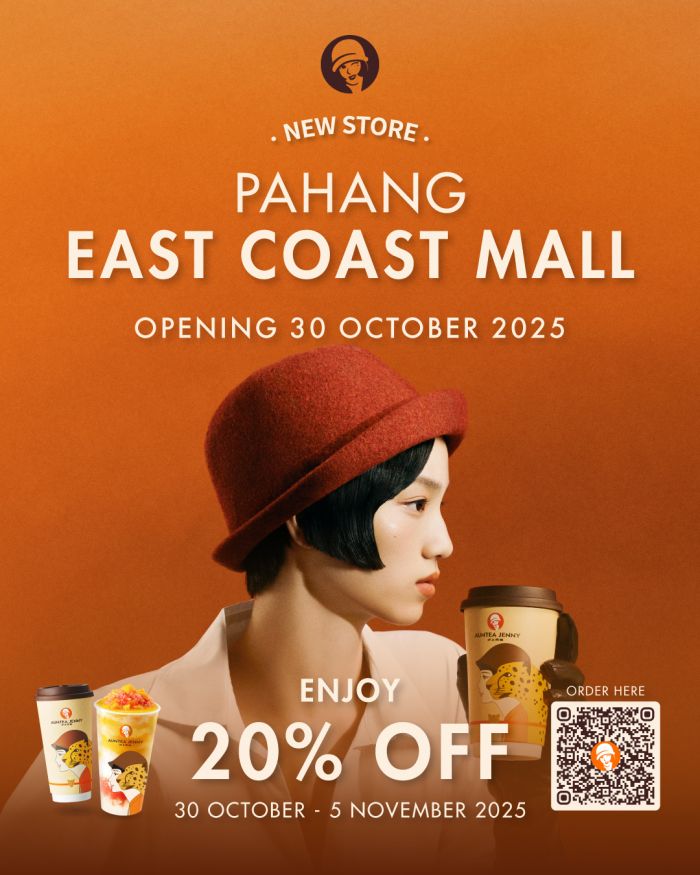 Auntea Jenny East Coast Mall Opening Promotion: 20% OFF Drinks | 30 Oct - 5 Nov 2025 Auntea Jenny East Coast Mall Opening Promotion: 20% OFF Drinks | 30 Oct - 5 Nov 2025