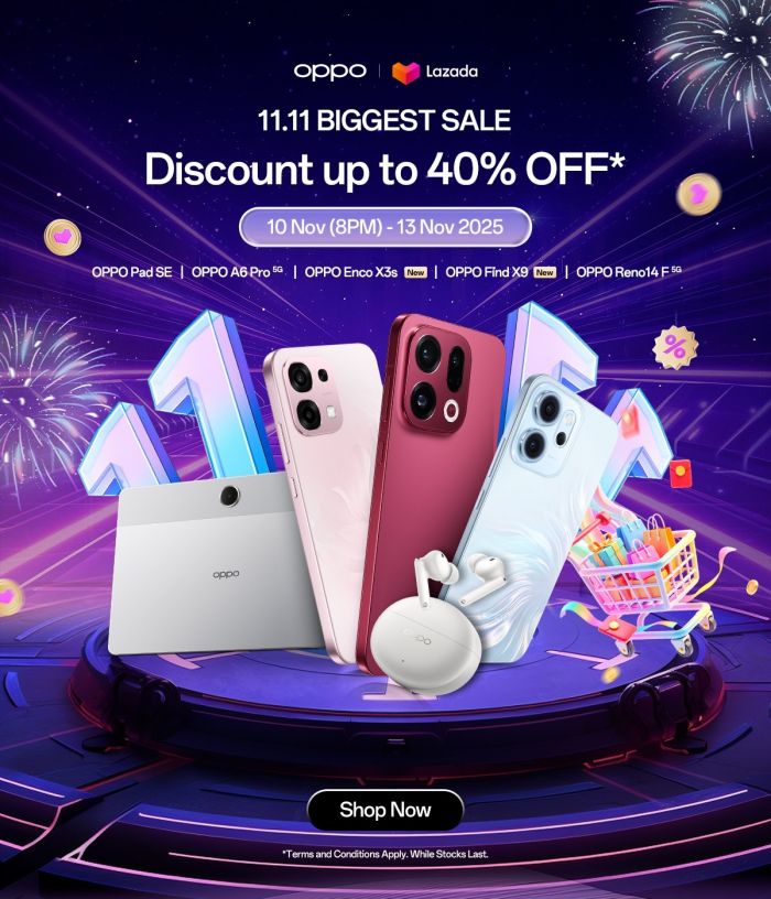 OPPO Lazada 11.11 Sale: Discounts Up to 40% OFF Smartphones & Devices | 10–13 Nov 2025 OPPO Lazada 11.11 Sale: Discounts Up to 40% OFF Smartphones & Devices | 10–13 Nov 2025