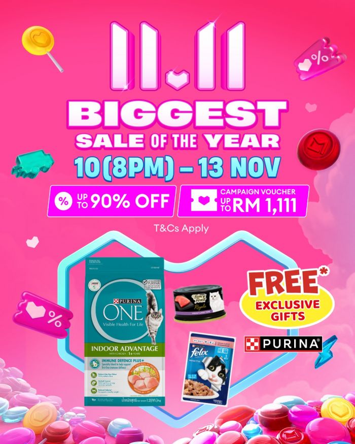 Purina Lazada 11.11 Sale: Up to 90% OFF + Free Exclusive Gifts | 10–13 Nov 2025 Purina Lazada 11.11 Sale: Up to 90% OFF + Free Exclusive Gifts | 10–13 Nov 2025