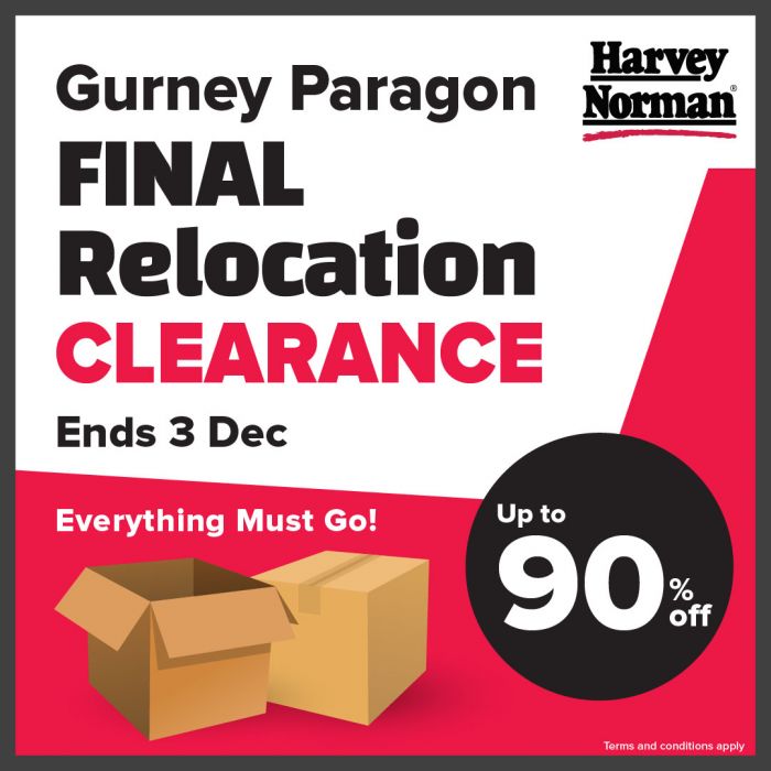 Harvey Norman Gurney Paragon Final Relocation Clearance Sale: Up to 90% Off | 6 Nov – 3 Dec 2025 Harvey Norman Gurney Paragon Final Relocation Clearance Sale: Up to 90% Off | 6 Nov – 3 Dec 2025