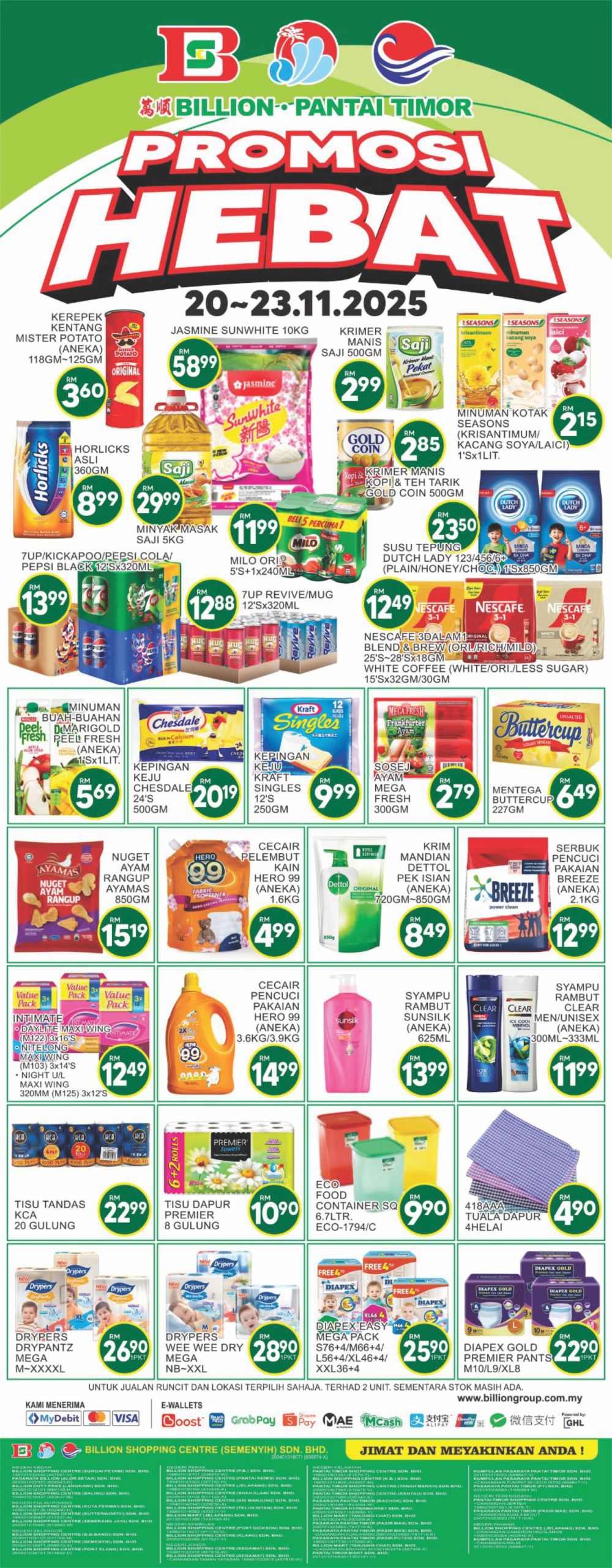 Billion & Pantai Timor Weekend Promotion: Grocery & Household Deals | 20–23 Nov 2025 Billion & Pantai Timor Weekend Promotion: Grocery & Household Deals | 20–23 Nov 2025