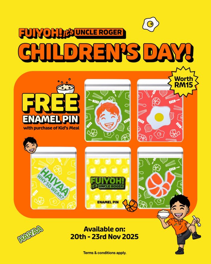 Uncle Roger Children’s Day Promotion: Free Enamel Pin with Kid’s Meal | 20–23 Nov 2025 Uncle Roger Children’s Day Promotion: Free Enamel Pin with Kid’s Meal | 20–23 Nov 2025