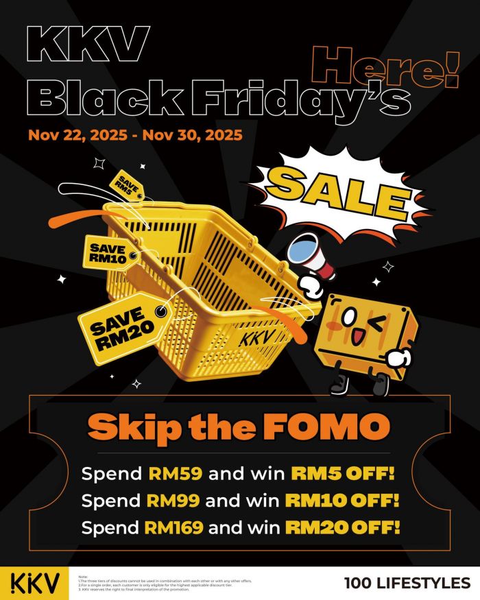 KKV Black Friday Sale: RM5, RM10 & RM20 Off Deals | 22–30 Nov 2025 KKV Black Friday Sale: RM5, RM10 & RM20 Off Deals | 22–30 Nov 2025