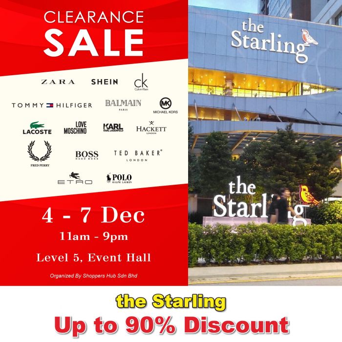 The Starling Fashion Clearance Sale: Up to 90% Discount | 4–7 Dec 2025 The Starling Fashion Clearance Sale: Up to 90% Discount | 4–7 Dec 2025