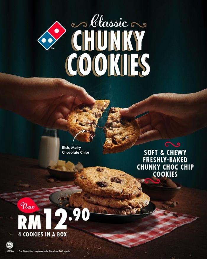 Domino’s Classic Chunky Cookies: New Dessert RM12.90 (4 Cookies In A Box) Domino’s Classic Chunky Cookies: New Dessert RM12.90 (4 Cookies In A Box)