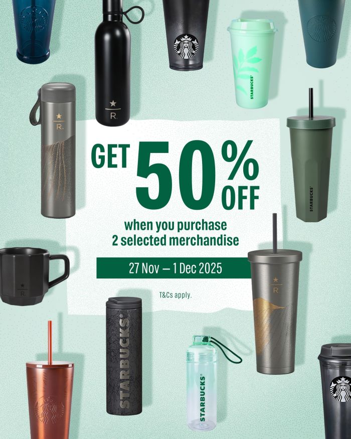 Starbucks Merchandise Promotion: 50% Off Selected Items | 27 Nov – 1 Dec 2025 Starbucks Merchandise Promotion: 50% Off Selected Items | 27 Nov – 1 Dec 2025