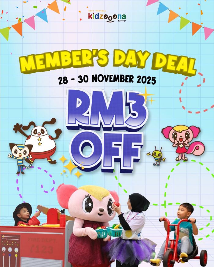 Kidzooona Member’s Day Promotion: RM3 Off Admission | 28–30 Nov 2025 Kidzooona Member’s Day Promotion: RM3 Off Admission | 28–30 Nov 2025