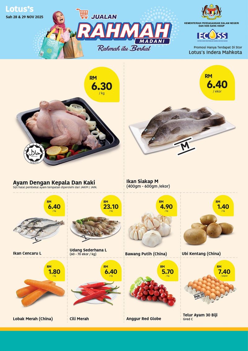Lotus’s Jualan Rahmah Indera Mahkota: Fresh Grocery Deals | 28–29 Nov 2025 Lotus’s Jualan Rahmah Indera Mahkota: Fresh Grocery Deals | 28–29 Nov 2025