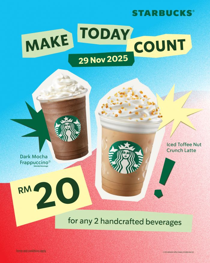 Starbucks Sabah Election Promotion: RM20 for 2 Handcrafted Beverages | 29 Nov 2025 Starbucks Sabah Election Promotion: RM20 for 2 Handcrafted Beverages | 29 Nov 2025