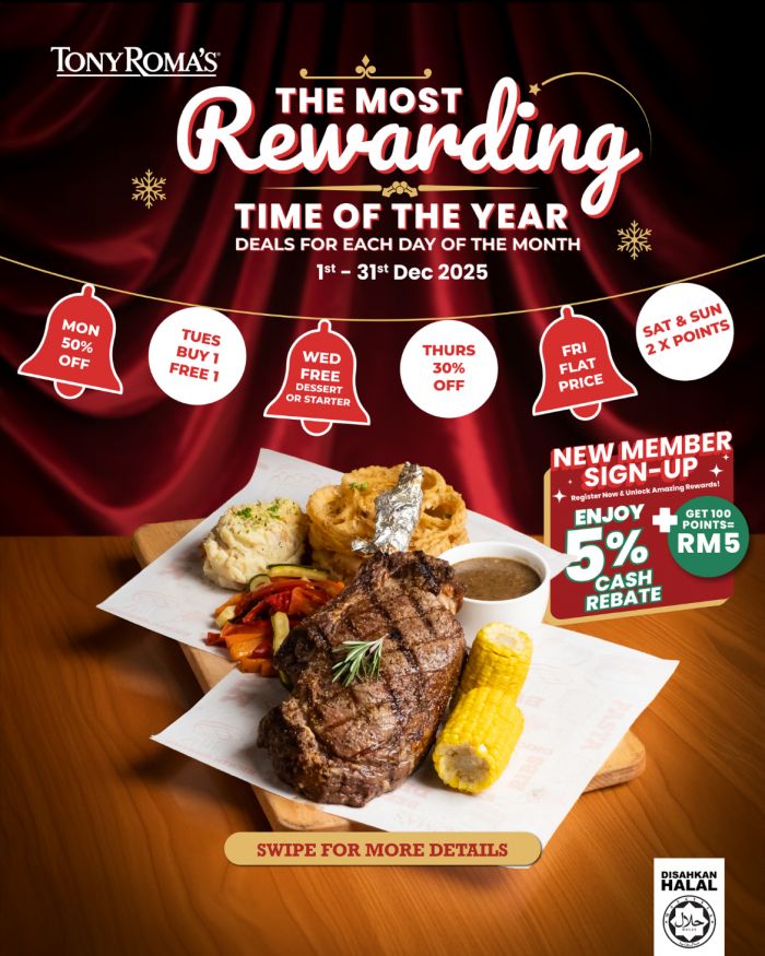 Tony Roma’s Promotion: Daily Deals All Month Long | 1–31 Dec 2025 Tony Roma’s Promotion: Daily Deals All Month Long | 1–31 Dec 2025