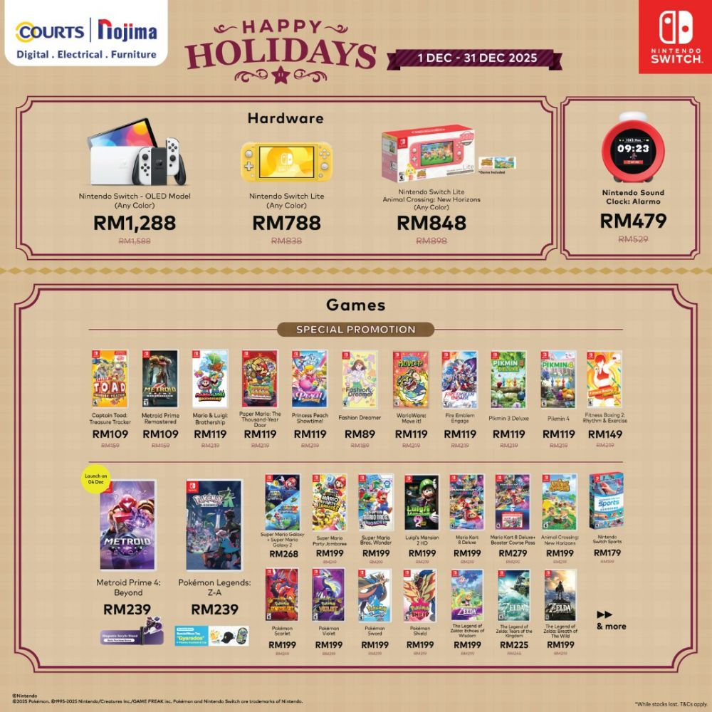 Courts Nintendo Switch Promotion: Holiday Hardware & Games Deals | 1–31 Dec 2025 Courts Nintendo Switch Promotion: Holiday Hardware & Games Deals | 1–31 Dec 2025