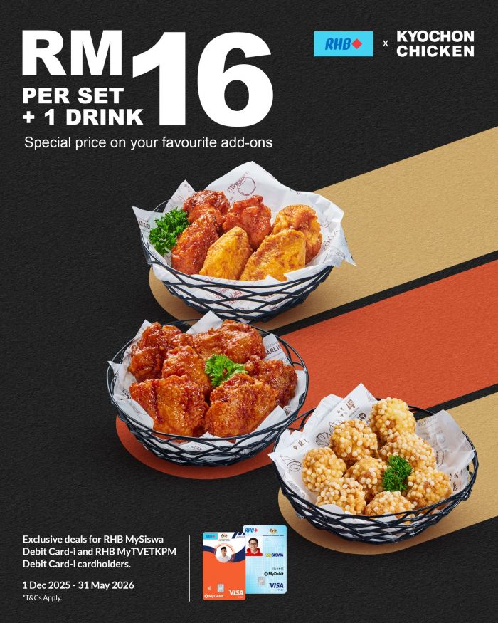 KyoChon RHB Cards Promotion: RM16 Student Combo Deal | 1 Dec 2025 – 31 May 2026 KyoChon RHB Cards Promotion: RM16 Student Combo Deal | 1 Dec 2025 – 31 May 2026