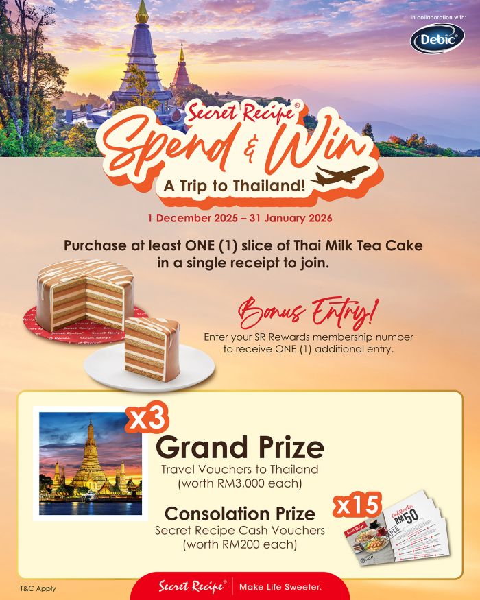 Secret Recipe Promotion: Spend & Win Trip to Thailand | Dec 2025 – Jan 2026 Secret Recipe Promotion: Spend & Win Trip to Thailand | Dec 2025 – Jan 2026