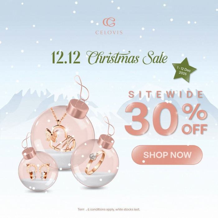Celovis 12.12 Christmas Sale: Sitewide 30% Off Jewellery | 1–12 Dec 2025 Celovis 12.12 Christmas Sale: Sitewide 30% Off Jewellery | 1–12 Dec 2025