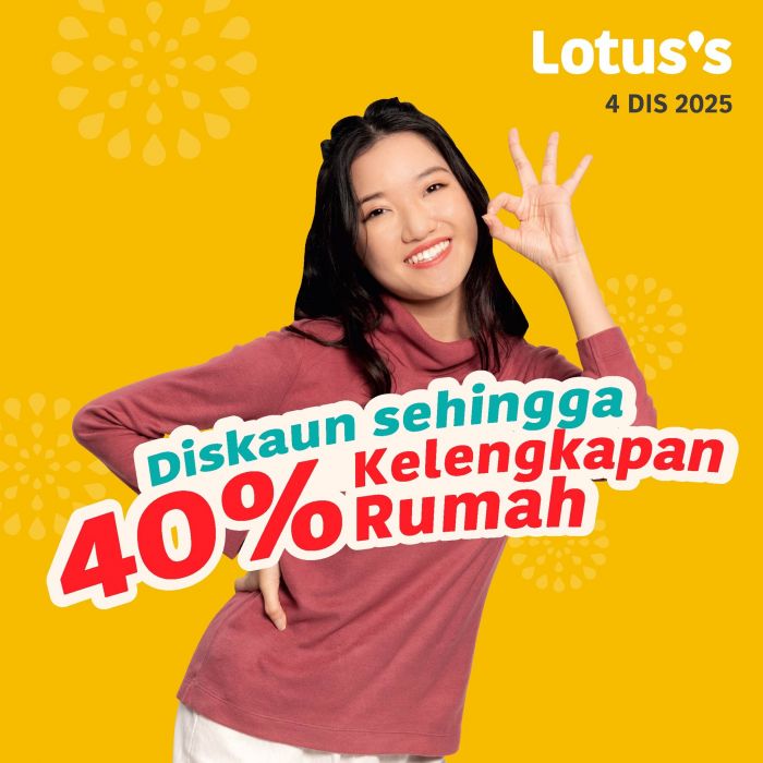 Lotus’s Promotion: Household Essentials Deals Up to 40% Off | 4–10 Dec 2025 Lotus’s Promotion: Household Essentials Deals Up to 40% Off | 4–10 Dec 2025