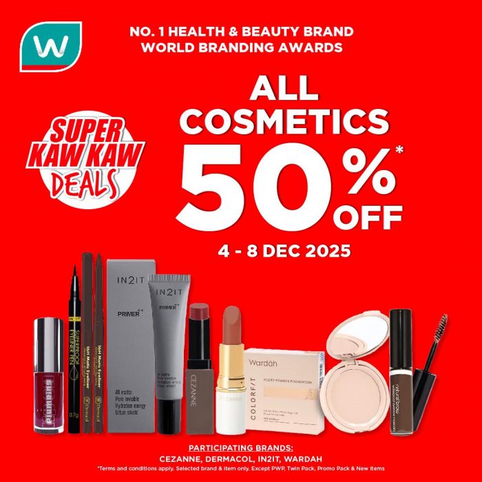 Watsons Promotion: 50% OFF All Cosmetics | 4–8 Dec 2025 Watsons Promotion: 50% OFF All Cosmetics | 4–8 Dec 2025