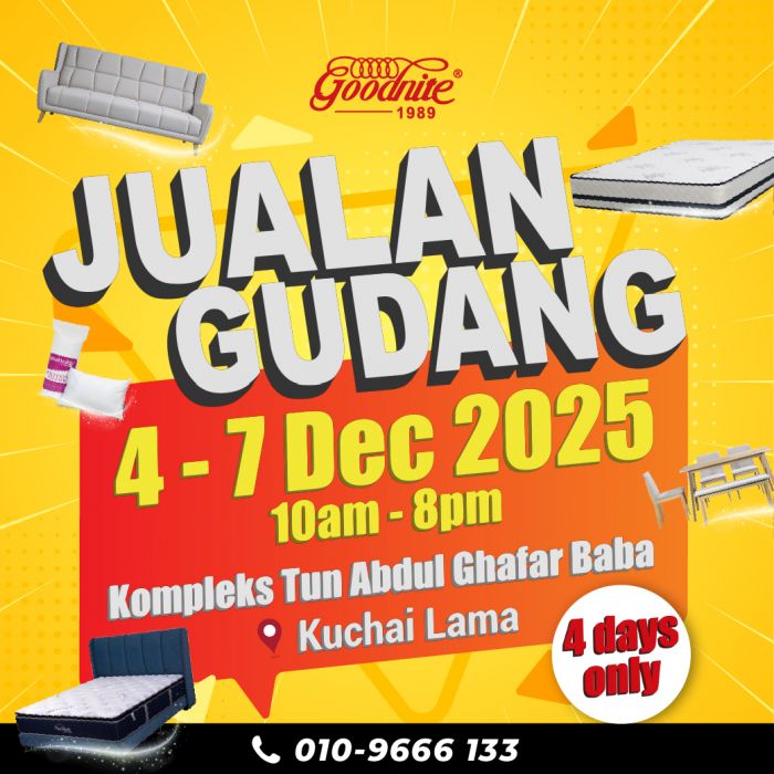 Goodnite Warehouse Sale: Mattress & Furniture Deals | 4–7 Dec 2025 Goodnite Warehouse Sale: Mattress & Furniture Deals | 4–7 Dec 2025