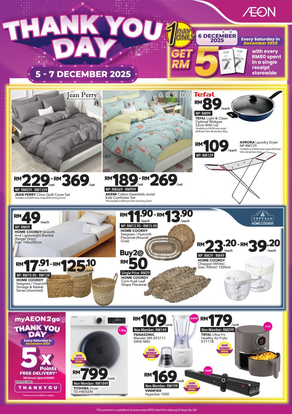 AEON Thank You Day Promotion: Storewide Deals, E-Voucher & Member Rewards | 5–7 Dec 2025 AEON Thank You Day Promotion: Storewide Deals, E-Voucher & Member Rewards | 5–7 Dec 2025