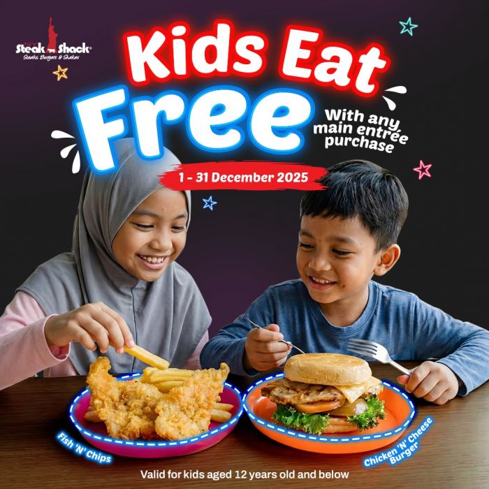 NY Steak Shack Kids Eat Free Promotion | 1–31 Dec 2025 NY Steak Shack Kids Eat Free Promotion | 1–31 Dec 2025