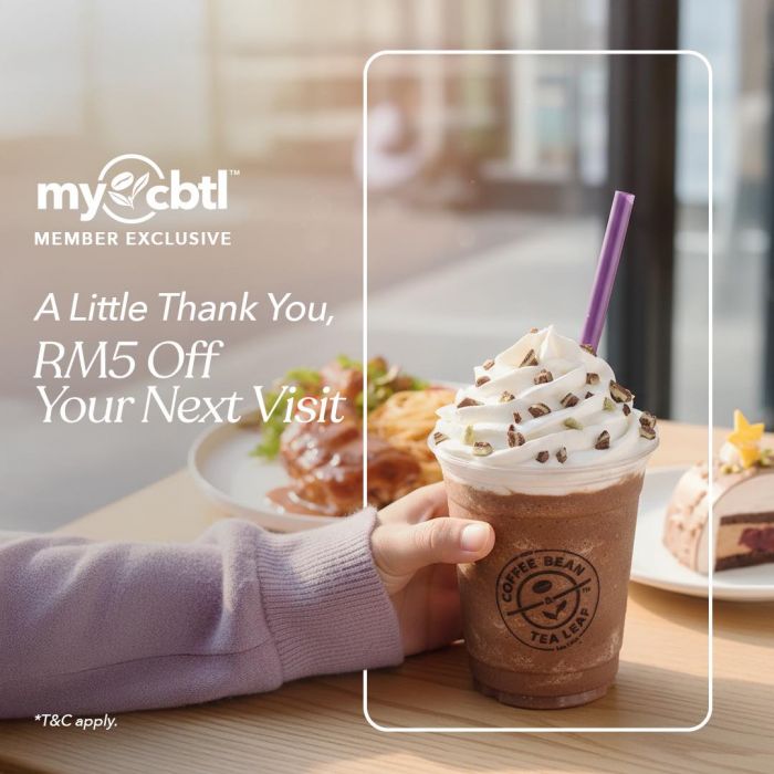 Coffee Bean Promotion: MyCBTL Member RM5 Voucher Reward | Until 27 Dec 2025 Coffee Bean Promotion: MyCBTL Member RM5 Voucher Reward | Until 27 Dec 2025