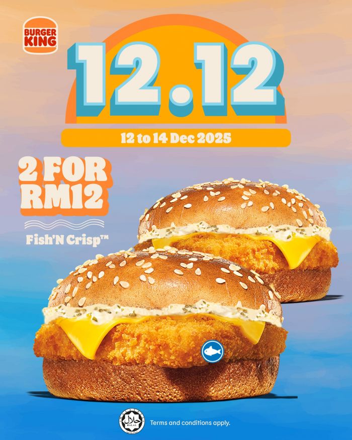 Burger King 12.12 Promotion: 2 for RM12 Fish’N Crisp | 12–14 Dec 2025 Burger King 12.12 Promotion: 2 for RM12 Fish’N Crisp | 12–14 Dec 2025