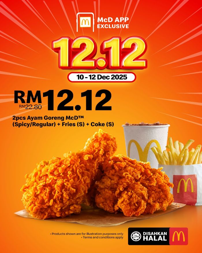 McDonald’s 12.12 Promotion: Ayam Goreng McD Combo Only RM12.12 | 10–12 Dec 2025 McDonald’s 12.12 Promotion: Ayam Goreng McD Combo Only RM12.12 | 10–12 Dec 2025