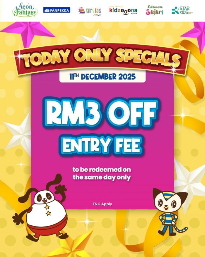 Kidzooona Promotion: RM3 OFF Entry Fee at AEON Fantasy | 11 Dec 2025 Kidzooona Promotion: RM3 OFF Entry Fee at AEON Fantasy | 11 Dec 2025