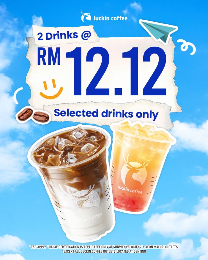 Luckin Coffee 12.12 Promotion: 2 Selected Drinks RM12.12 | 11–12 Dec 2025 Luckin Coffee 12.12 Promotion: 2 Selected Drinks RM12.12 | 11–12 Dec 2025
