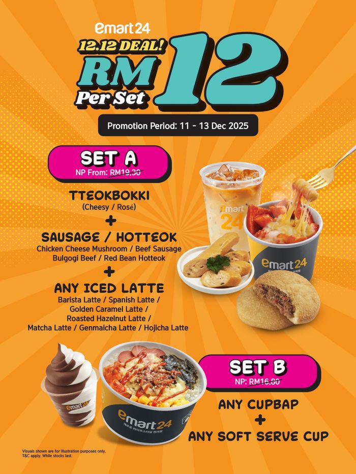 Emart24 12.12 Promotion: RM12 Set A & Set B Deals | 11–13 Dec 2025 Emart24 12.12 Promotion: RM12 Set A & Set B Deals | 11–13 Dec 2025