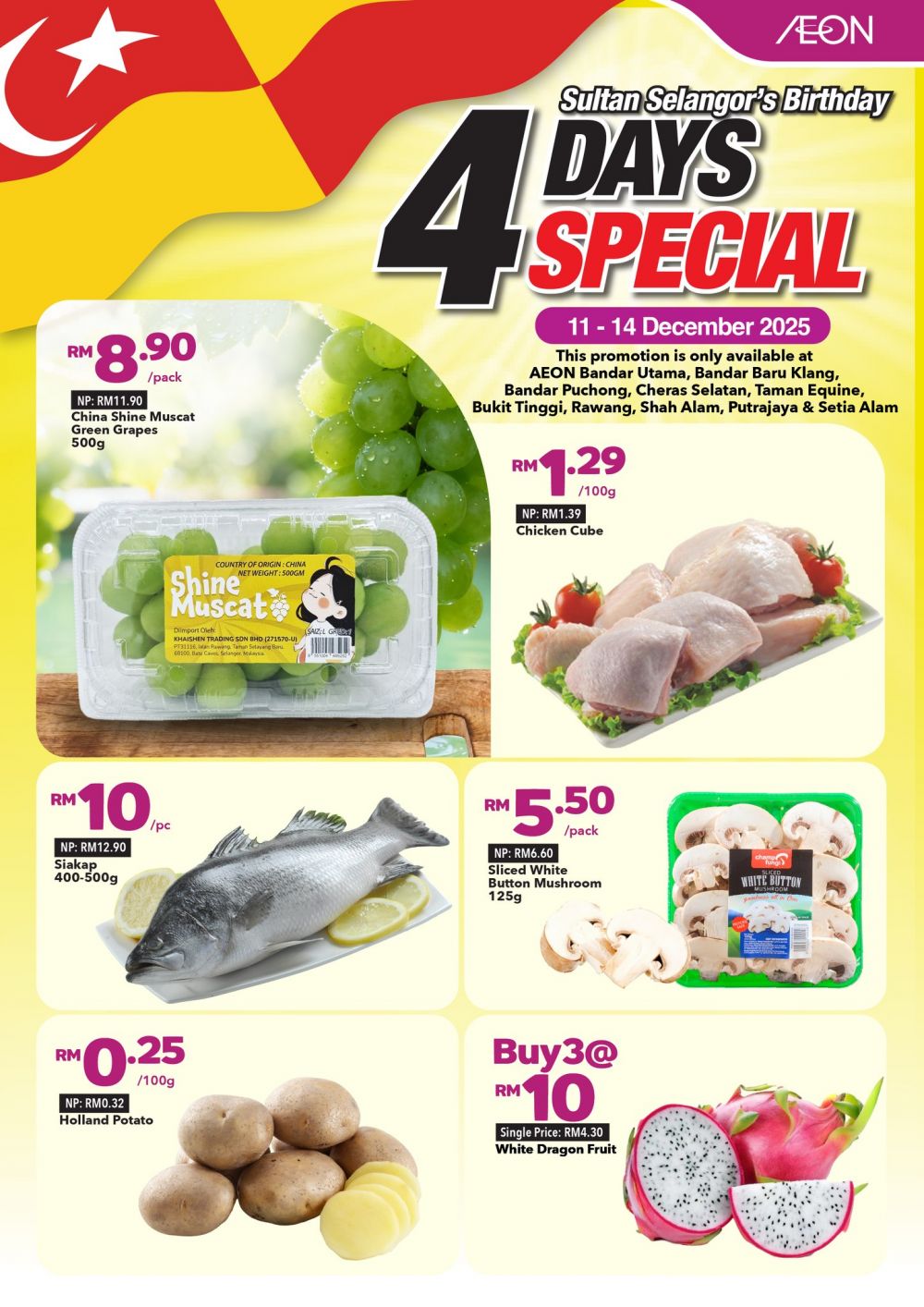 AEON Sultan Selangor’s Birthday Promotion: 4 Days Special Offers | 11–14 Dec 2025 AEON Sultan Selangor’s Birthday Promotion: 4 Days Special Offers | 11–14 Dec 2025