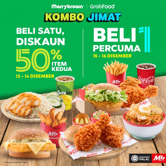 Marrybrown GrabFood Promotion: Buy 1 Free 1 & 50% Off Second Item | 12–16 Dec 2025 Marrybrown GrabFood Promotion: Buy 1 Free 1 & 50% Off Second Item | 12–16 Dec 2025