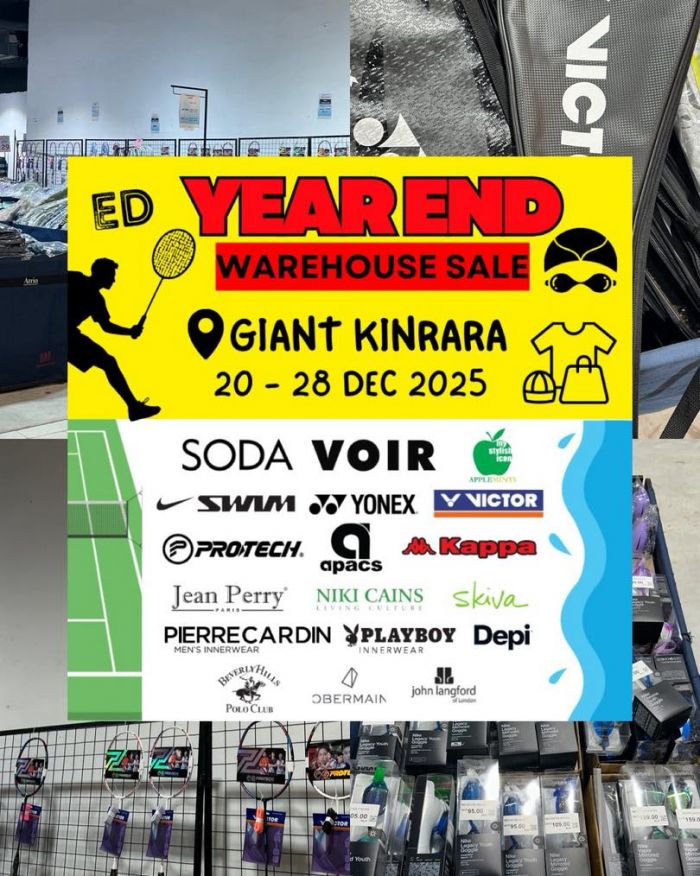 ED Year End Warehouse Sale at Giant Kinrara: Sports & Lifestyle Brands | 20–28 Dec 2025 ED Year End Warehouse Sale at Giant Kinrara: Sports & Lifestyle Brands | 20–28 Dec 2025