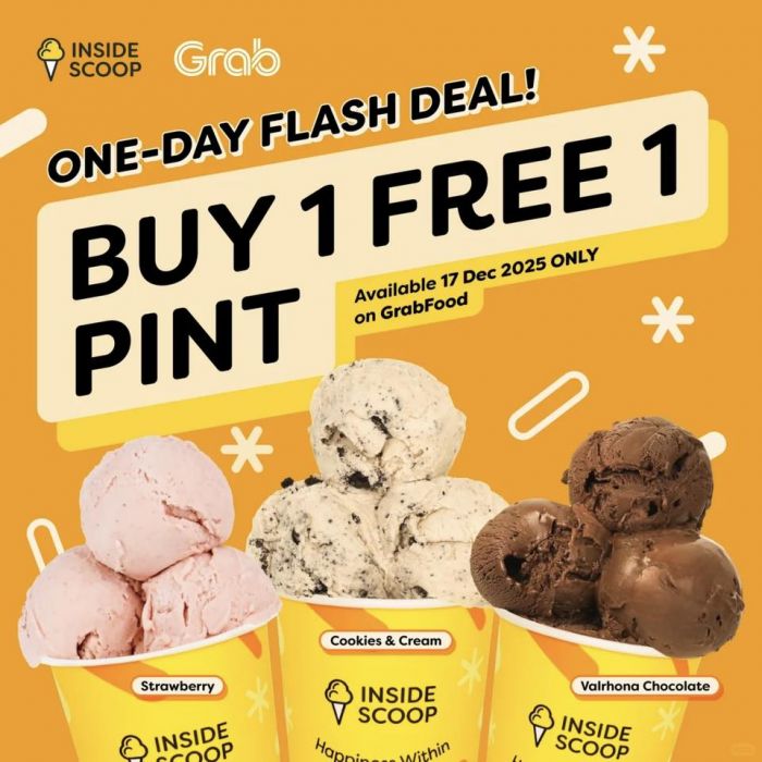 Inside Scoop Buy 1 Free 1 GrabFood Promotion: Pint Ice Cream Deal | 17 Dec 2025 Inside Scoop Buy 1 Free 1 GrabFood Promotion: Pint Ice Cream Deal | 17 Dec 2025