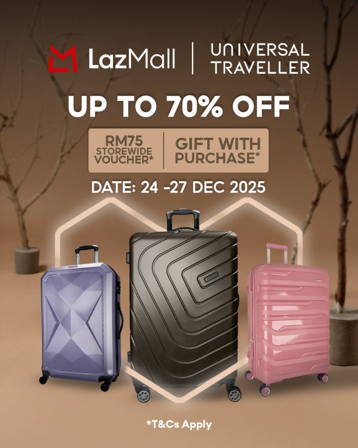 Universal Traveller LazMall Promotion: Up to 70% OFF, RM75 Voucher & Gift with Purchase | 24-27 Dec 2025 Universal Traveller LazMall Promotion: Up to 70% OFF, RM75 Voucher & Gift with Purchase | 24-27 Dec 2025